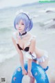 Coser @ 桜 桃 喵 Vol.036: 蕾姆 水 着 (48 photos)